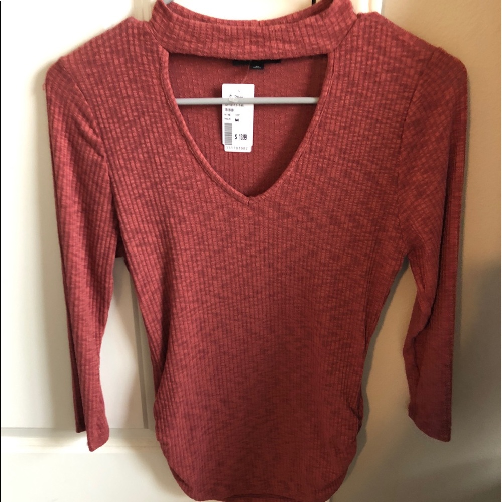 V neck Burnt Orange Long Sleeve